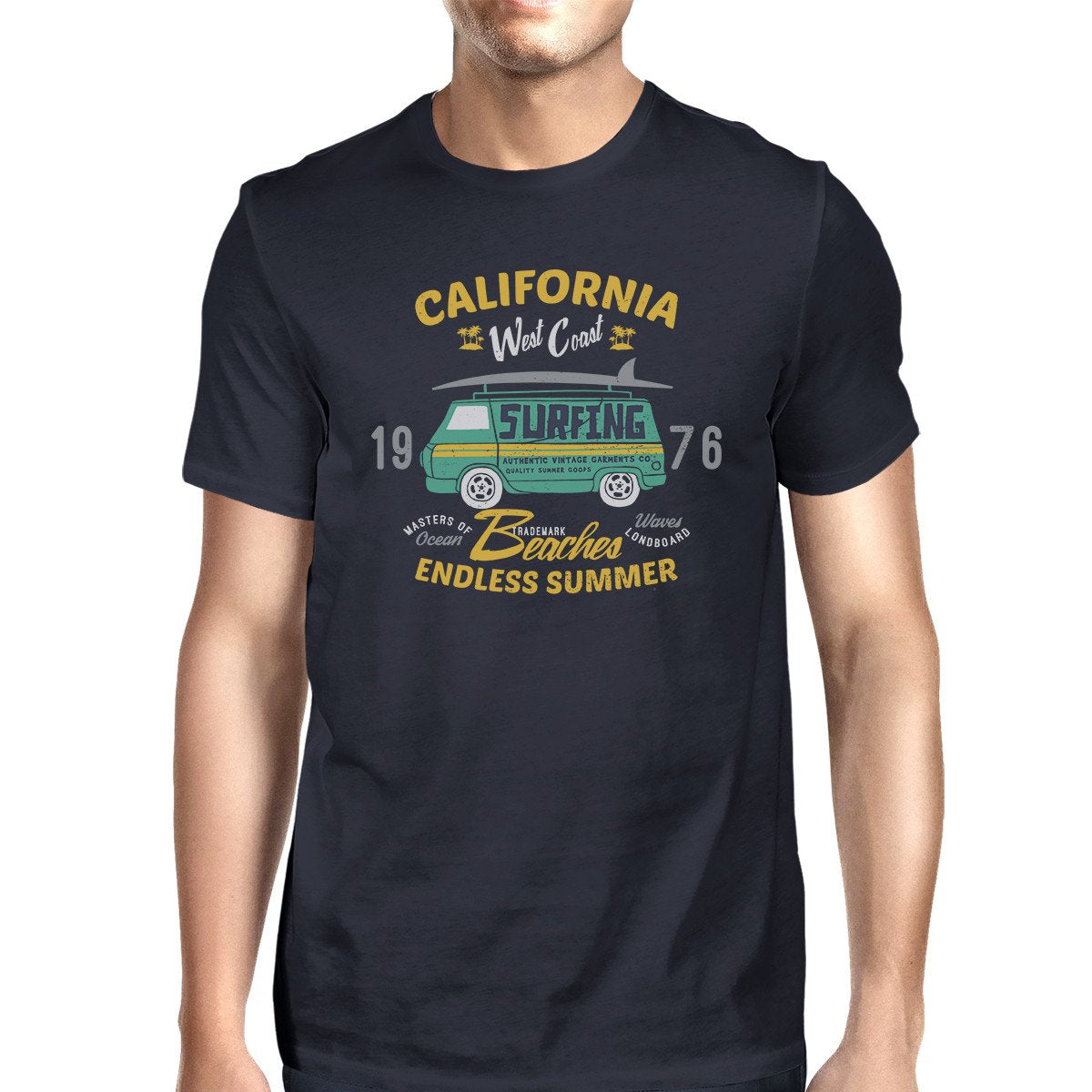 California Beaches Endless Summer Mens Navy Shirt