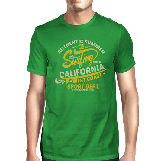Authentic Summer Surfing California Mens Green Shirt