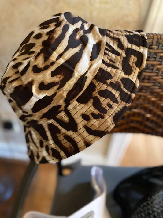Black and Leopard Reversible Bucket Hat